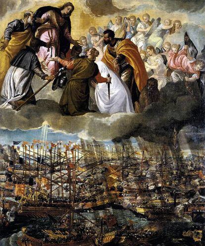 <i>La batalla de Lepanto,</i> pintada por Veronese en 1572 y perteneciente a la Galería de la Academia de Venecia.