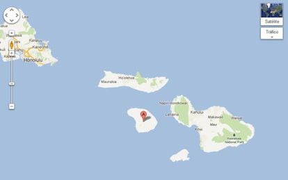 Mapa de la isla de lanai, en Hawai.