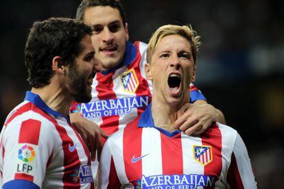 Torres celebra su primer gol.