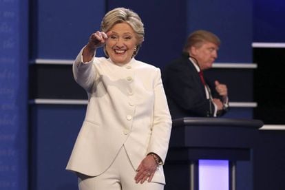 La candidata dem&oacute;crata Hillary Clinton y el republicano Donald Trump en el debate