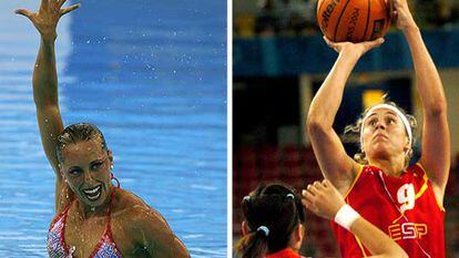 Gemma Mengual, a la izquierda, durante los Mundiales de Montreal 2005. A la derecha, Amaya Valdemoro.
