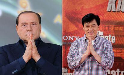 El magnate Silvio Berlusconi y el actor Jackie Chan.