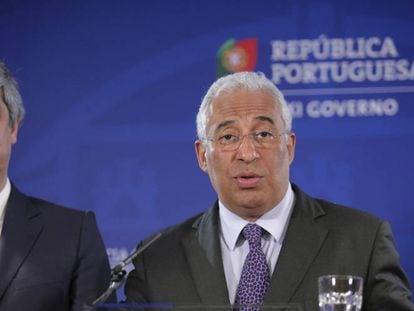 El ministro de Finanzas, Mario Centeno, y el primer ministro portugu&eacute;s, Ant&oacute;nio Costa, anuncian el viernes la venta de NB.