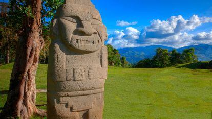 Escultura de más de 3.000 años del parque arqueológico de San Agustín, en Colombia.