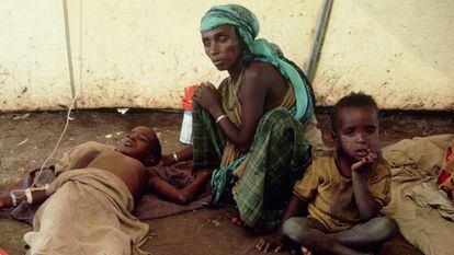 Enfermos de cólera en un campo de refugiados africano.