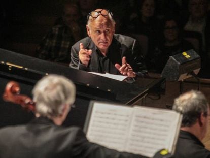 Michael Nyman, ayer durante el concierto en el Auditorio Nacional.