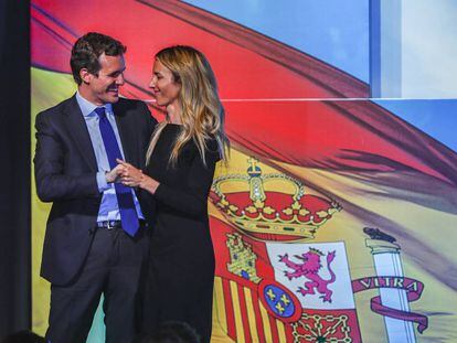 Pablo Casado y Cayetana Álvarez de Toledo, en un acto del PP presentado en Barcelona.