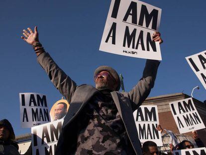 Manifestación con motivo del 50º aniversario del asesinato de Martin Luther King en Memphis, Tennessee (Estados Unidos). 
 