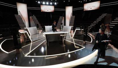 Preparativos para el debate electoral entre los candidatos a la presidencia francesa. 