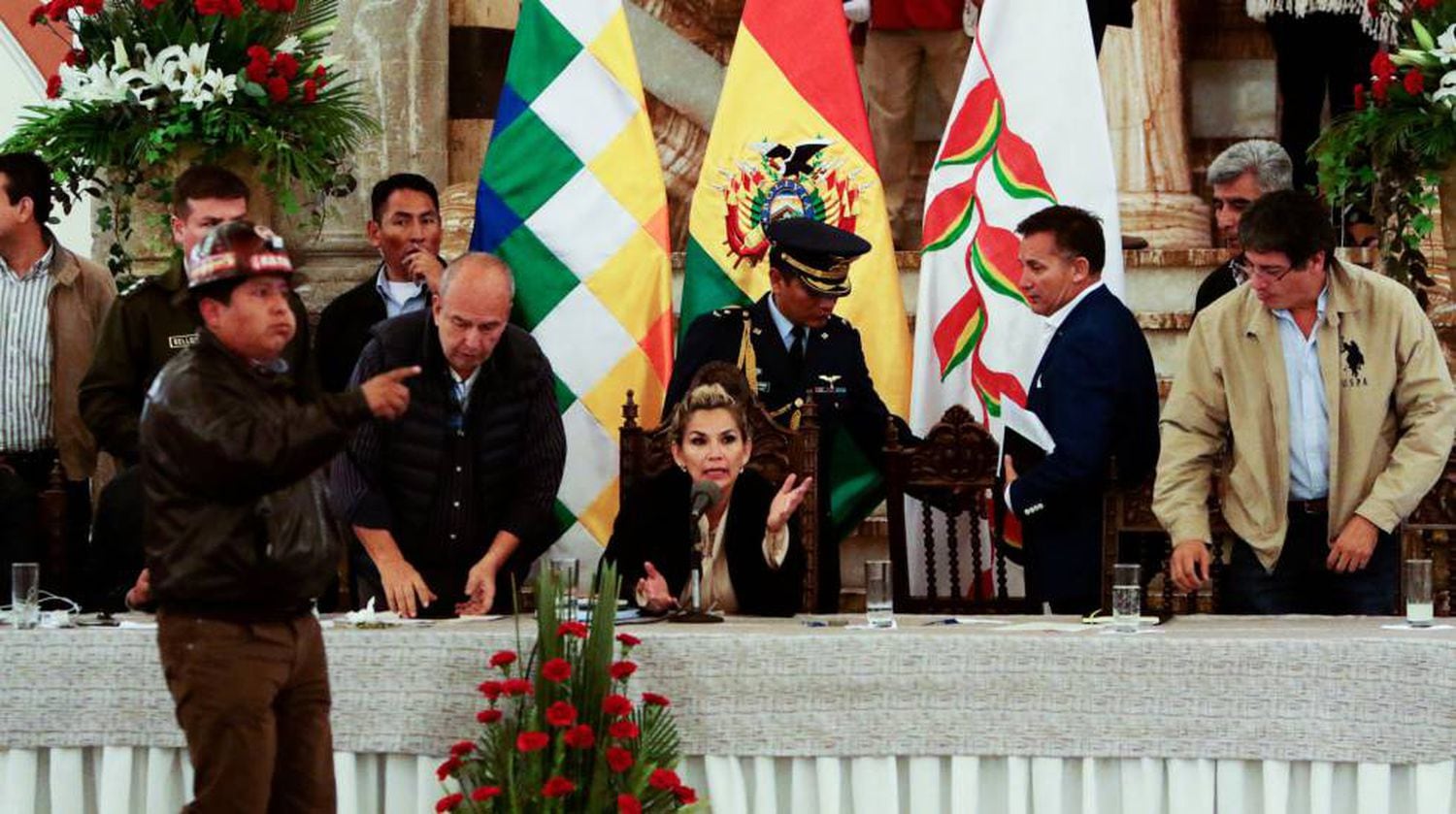 La presidenta interina Jeanine Áñez, durante un acto en La Paz.