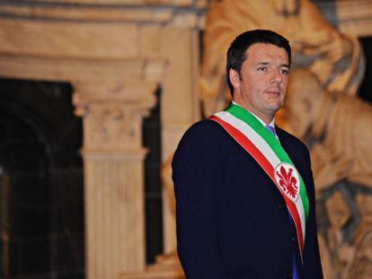 El líder del centroizquierda, Matteo Renzi, este viernes en una ceremonia en el Palazzo Vecchio en Florencia, Italia.