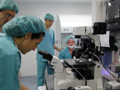 Ensayos clínicos en un laboratorio. 