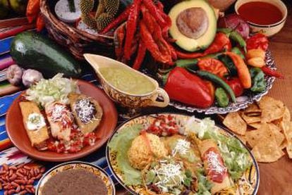 Platos e ingredientes típicos de México.