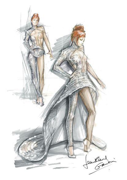 Boceto de un vestido de lentejuelas para la gira de 2013 de la cantante y actirz Mylène Farmer.