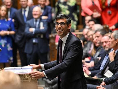 El primer ministro del Reino Unido, Rishi Sunak, este miércoles en el Parlamento británico.