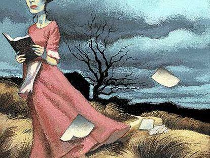 Dibujo de una mujer leyendo
