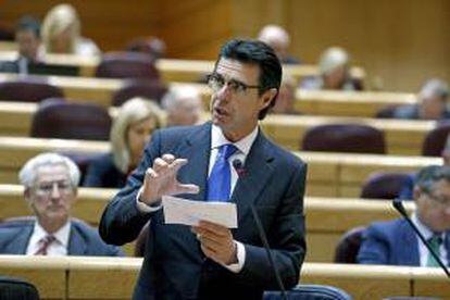 El ministro de Industria, Energía y Turismo, Jose Manuel Soria, durante una de sus intervenciones en la sesión de control al Gobierno en el pleno del Senado. EFE/Archivo