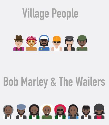 Dos de las bandas más numerosas de la historia: los Village People y Bob Marley&The Wailers