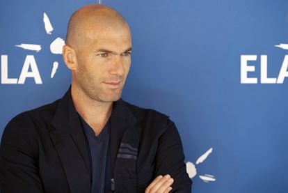 Zinedine Zidane durante el acto solidario donde ha anunciado su nuevo cargo en el Madrid.