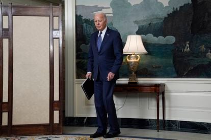 Biden, tras comparecer este jueves en la Casa Blanca. 