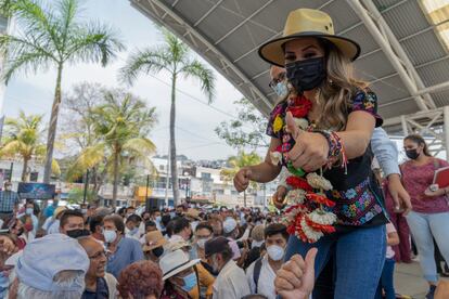 Evelyn Salgado en un mitin en Acapulco este miércoles.