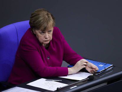 La canciller Angela Merkel, en el Parlamento alem&aacute;n.