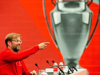 Klopp durante una rueda de prensa en Liverpool previa a la final de la Champions.