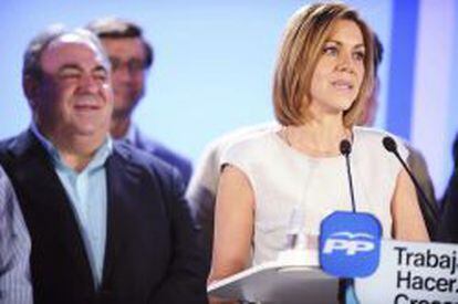La presidenta de Castilla-La Mancha y candidata a la reelección, María Dolores de Cospedal, comparece esta noche en Toledo para valorar el resultado de las elecciones autonómicas en Castilla la Mancha. EFE