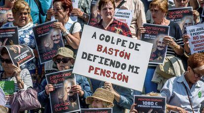 Una manifestación en mayo en Bilbao por la subida de las pensiones