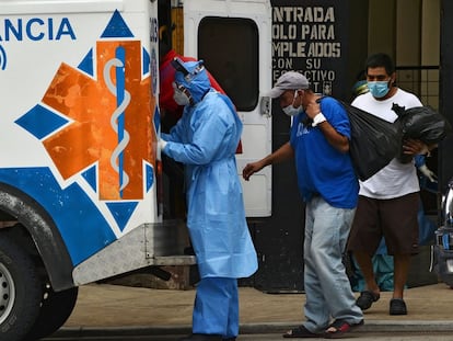 Enfermos de coronavirus en Honduras. (Photo by ORLANDO SIERRA / AFP)