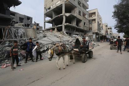 Una calle de Rafah, en el sur de la franja de Gaza, este sábado.