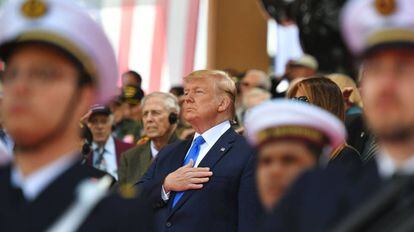 El presidente de EE UU, Donald Trump, este miércoles en Normandía.
