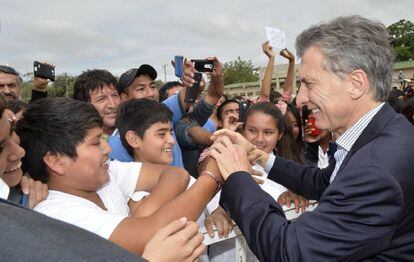 El presidente de Argentina, Mauricio Macri, en la provincia de Salta (norte), adonde viajó durante la declaración judicial de Cristina Fernández