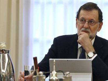 El president del Govern espanyol, Mariano Rajoy, aquest dimecres, durant el Consell de Ministres.