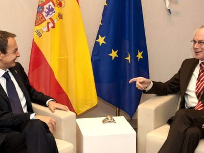 Zapatero con el presidente del Consejo Europeo, Herman Van Rompuy.