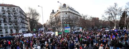 Plaza del Emperador Carlos V, en la zona de Atocha, punto de partida de las dos manifestaciones del 8-M en Madrid.