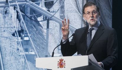 El presidente del Gobierno, Mariano Rajoy, hoy en Barcelona.