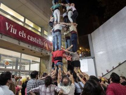 Assajos dels castellers de Barcelona poc abans de la Mercè de l'any passat.