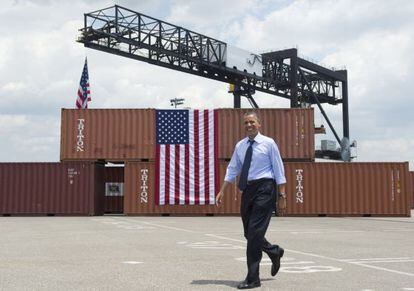 El presidente de EE UU, Barack Obama, en Tampa, última escala antes de su llegada a Cartagena (Colombia).