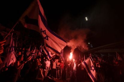 Protesters in Tel Aviv, this Sunday.