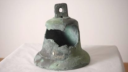 Supuesta campana de la nao 'Santa María' encontrada por el italiano Roberto Mazzara.