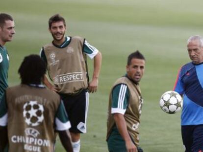 Vitola y Ferreira durante un entrenamiento en Málaga.