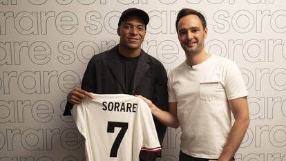 Kylian Mbappé y Nicolas Julia, co-fundador de Sorare