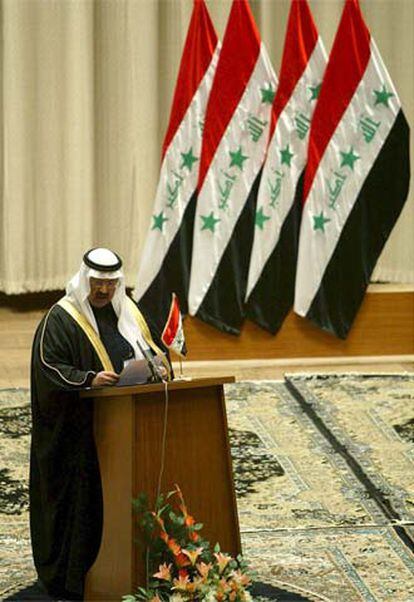 El presidente en funciones de Irak, Gazi al Yauar, ayer en la apertura del Parlamento.