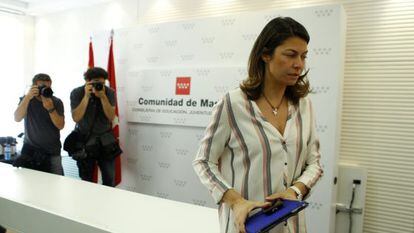 Lucía Figar, en el momento en el que anunció su renuncia, en junio de 2015.