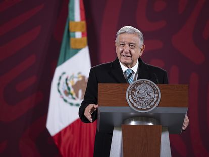 El presidente de México, Andrés Manuel López Obrador, en su conferencia de prensa de este viernes.