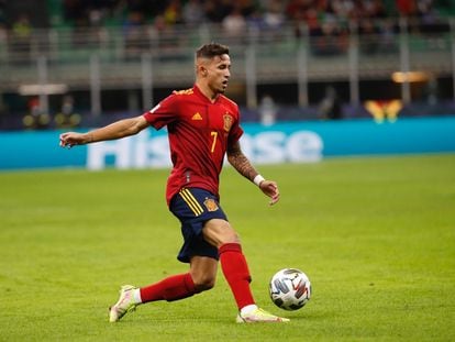 Yeremy Pino, en el Italia-España en San Siro.