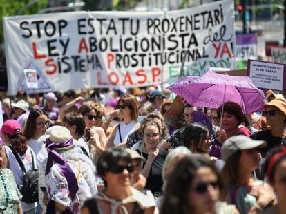 Manifestación para reclamar la abolición de la prostitución, el pasado 28 de mayo en Madrid.