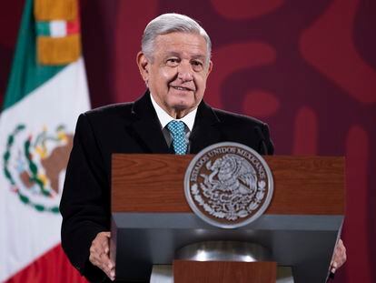 López Obrador durante su conferencia de prensa matutina de este viernes.