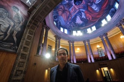 Juan Gabriel Vásquez durante su participación en la bienal.